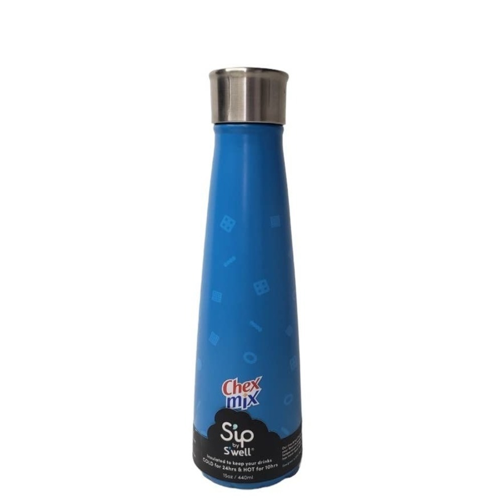 NEW Sip by Swell Chex Mix Stainless Steel Water Bottle Blue 15oz
